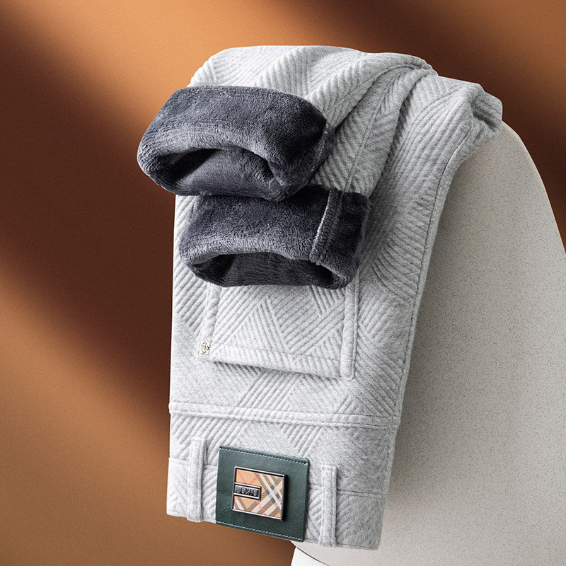 Autumn/Winter Jacquard Knit Pants – Casual Textured Streetwear for Men