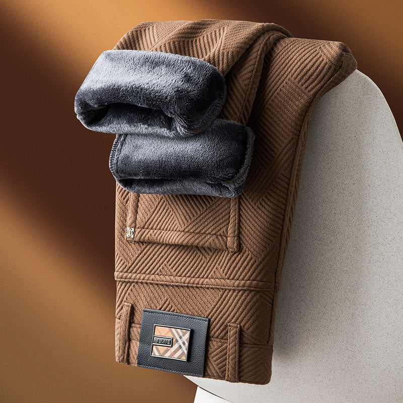 Autumn/Winter Jacquard Knit Pants – Casual Textured Streetwear for Men