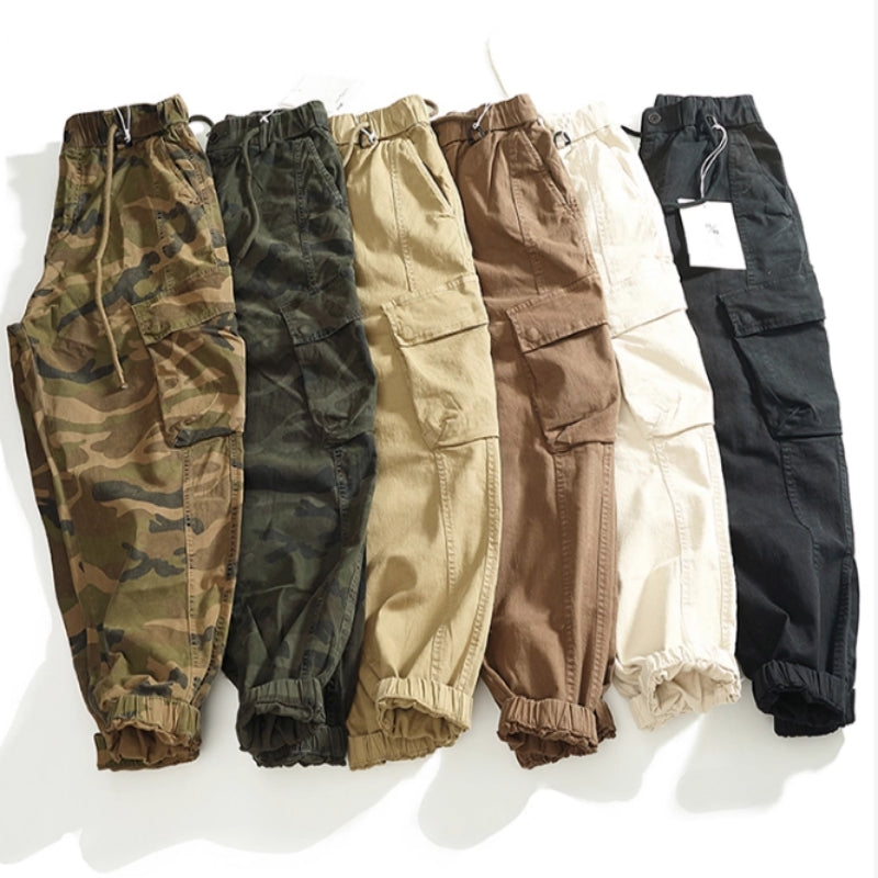 Men's Multi-Pocket Stretch Cargo Pants – Washed-Out Loose Casual Fit