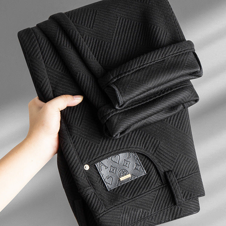 Autumn/Winter Jacquard Knit Pants – Casual Textured Streetwear for Men